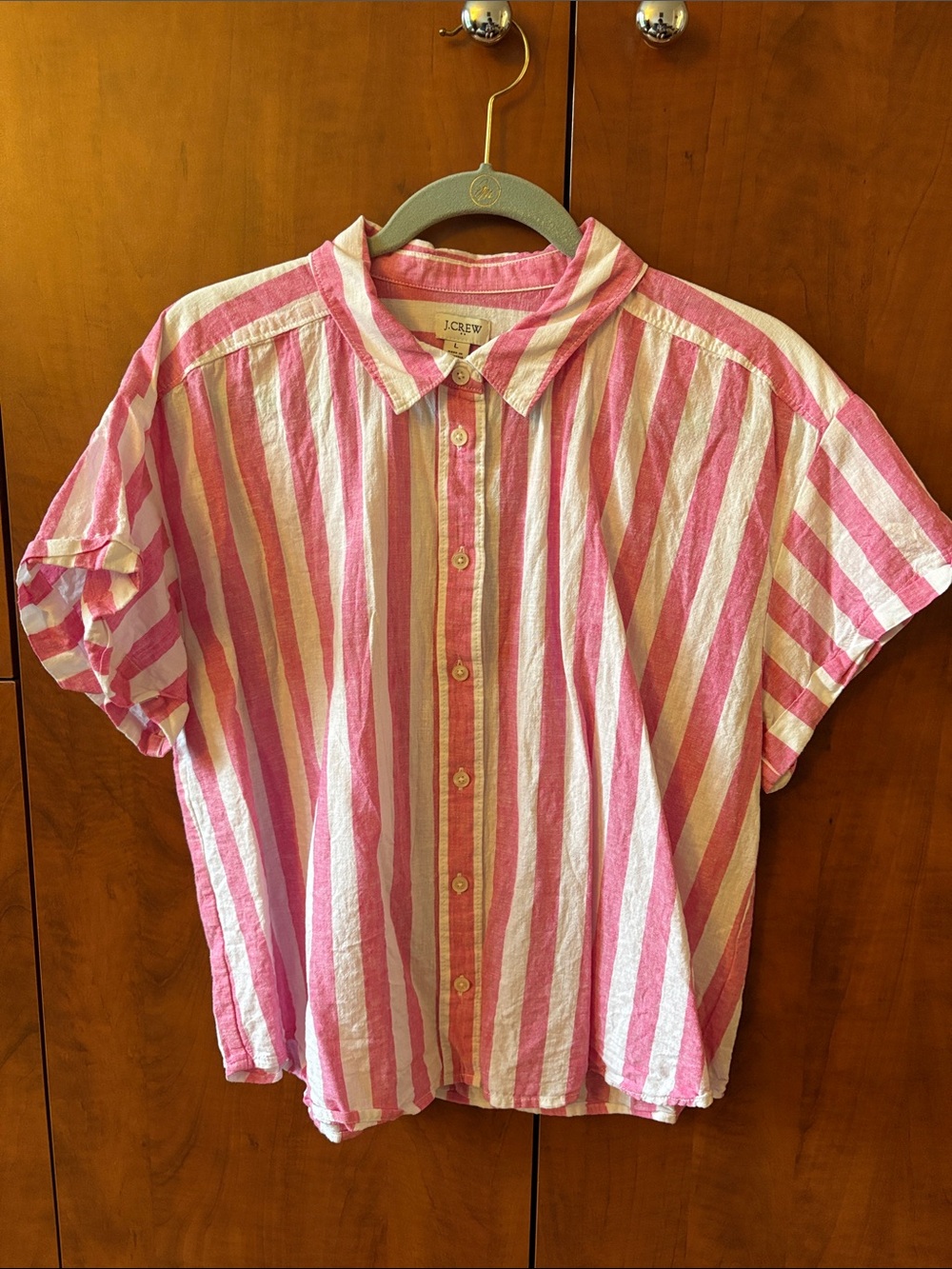 J. Crew Vertical Stripe Button-Front Linen Shirt